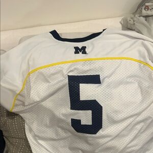 Adidas White University of Michigan Jersey with Navy and Yellow Accents
